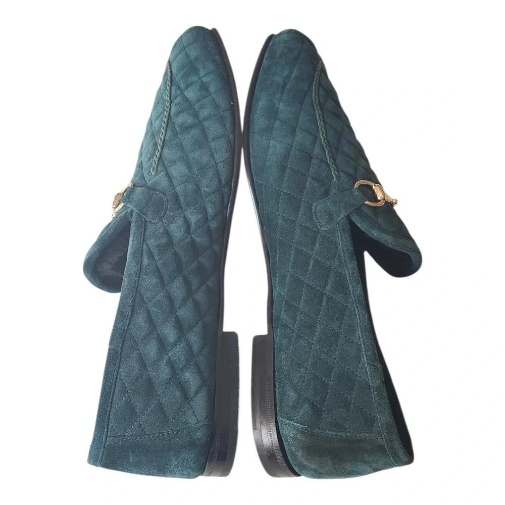 Mezlan‎ 13287 Quilted Suede Bit Loafers Green Mens 13 M Made in Spain